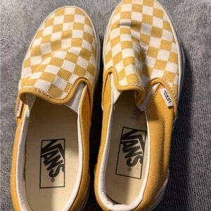 Vans Kids Yellow and White Checkered Sneakers
